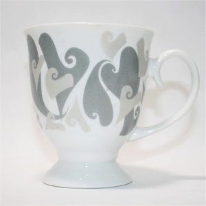 Mary Kay Pedestal Mug White Gray and Silver Hearts
